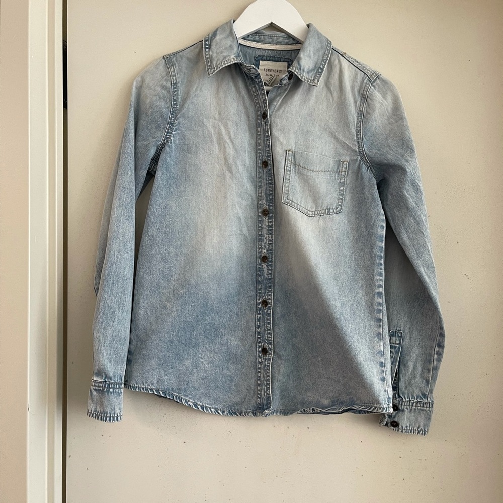 Forever 21 Faded Denim Button Down